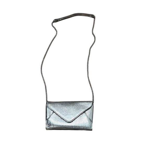 Zara Women's Silver Envelope Clutch with Chain Strap Mini Bag - Picture 1 of 9